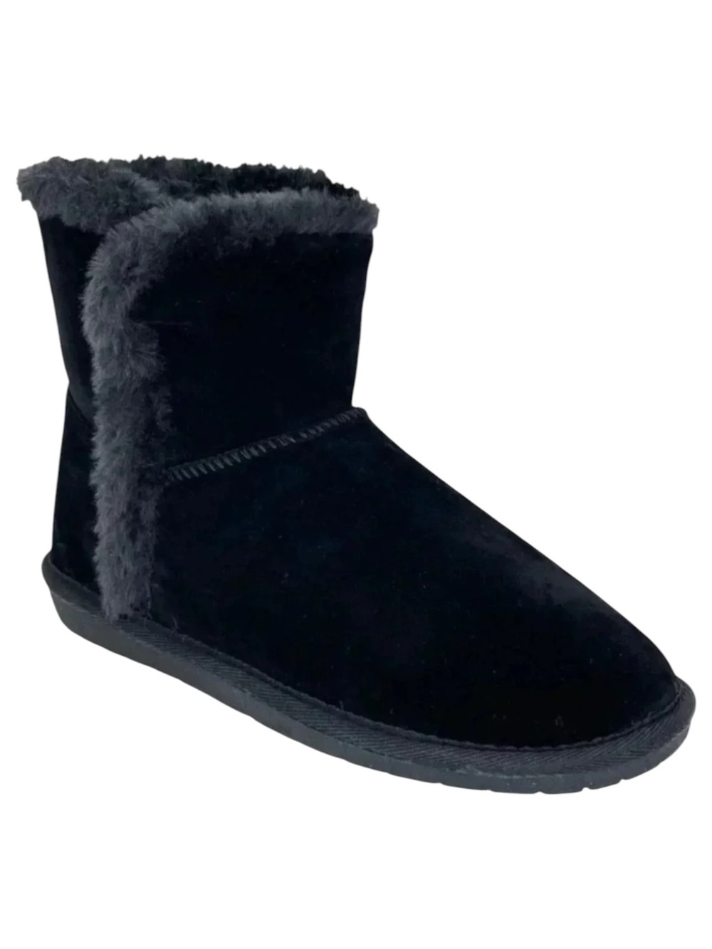 Sugar Polly Black Velvet Faux Fur Trim Womens Ankle Boots Size 6M